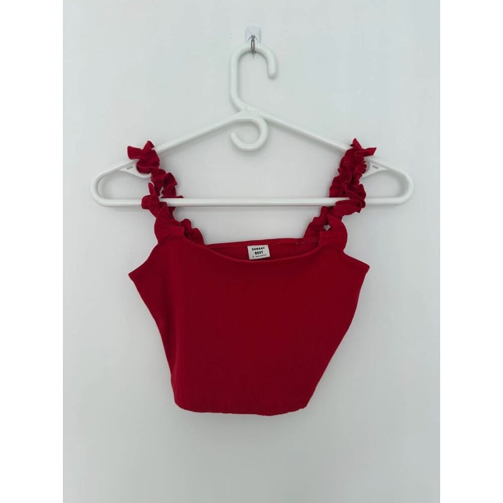 Sunday best red bra top firecracker straps, size S